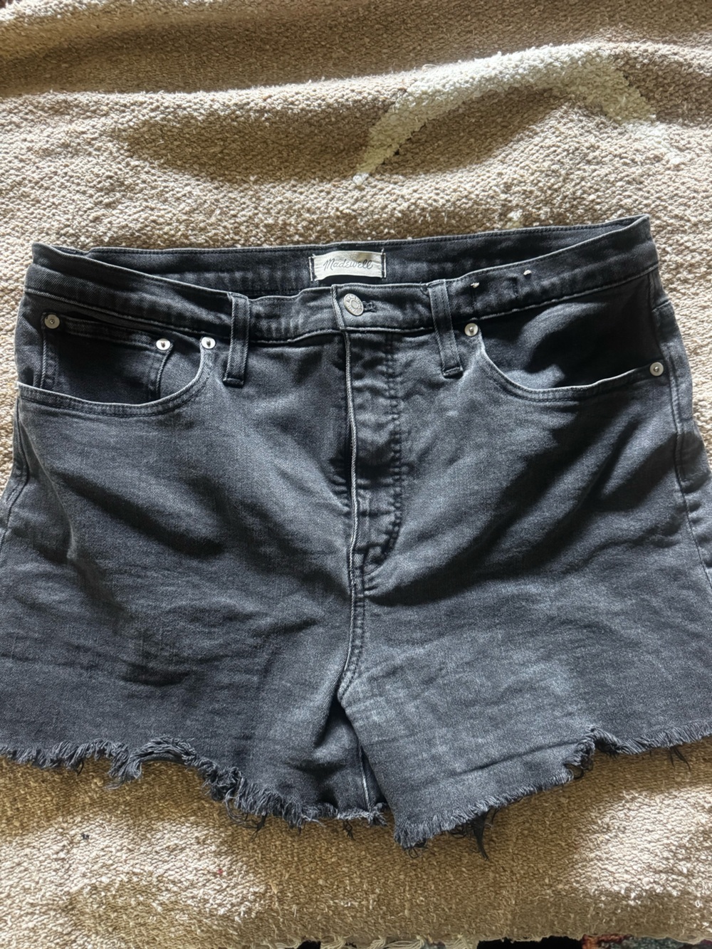 Madewell Black High-Rise Denim Shorts | Lunar Wash | Size 32